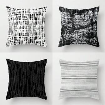 4pcs Black Ash Boho Decorative Pillow Covers Abstract Geometric Modern Pillowcases For Couch Bed