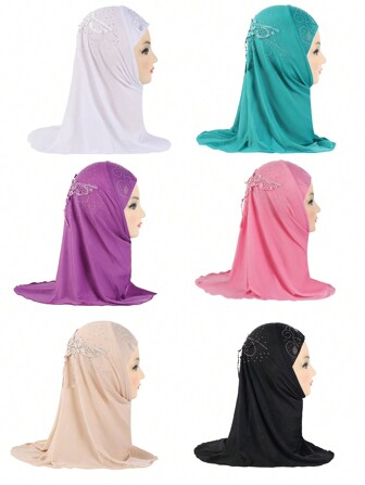 1 件 Bandana 头带，冰丝蕾丝水钻装饰头巾帽