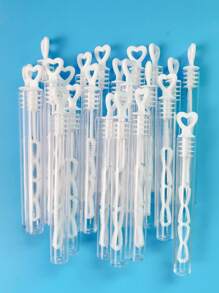 24pcs Heart Shaped Wedding Bubble Wands, Party Tabletop Decor, Valentine's Day White Heart Bubble Straw, Spring Outdoor Event Supplies, Party Atmosphere Maker (No Bubble Liquid)