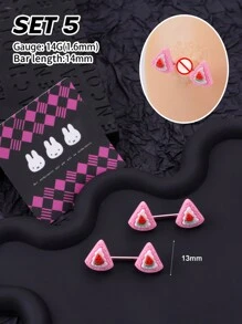 2pcs/Set Sweet Sexy Pink Rose Nipple Rings Stainless Steel Ice Cream Nipple Rings Bow Nipple Stud Ball Wing Heart Nipple Barbell Rings Cake Nipple Piercing Jewelry For Women & Men For Dating Party Christmas Jewelry Valentine Nipple Piercing Jewelry Women Gift Valentine's Day Night Out Social Gatherings Daily Wear Valentines - Multicolor - View 8
