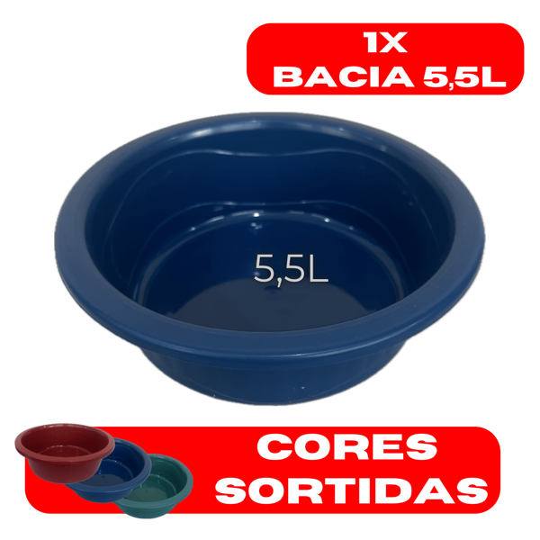 Bacia 5,5L Plástica Redonda Canelads Cozinha Lavadeir