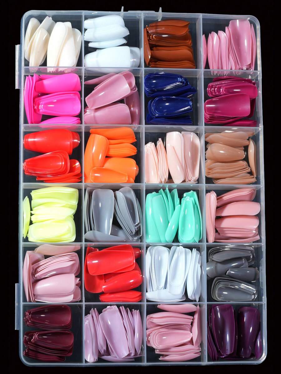 576 piezas de uñas postizas de ballet, uñas acrílicas falsas de unicolor de cobertura completa, diseño femenino simple, fácil de usar, opción ideal de manicura para mujeres, suministros de uñas