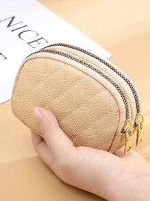 PU Mini Coin Student Double-Layer Zipper Card Bag Women Fashionable Wallet Quilted Rhinestone Lattice Small Storage Bag For Student Business Casual School Supplies Teacher Gifts Back To School Birthday Gifts Mom Gifts For Women Wallet Purse Wallet Small Wallet - Multicolor - View 13