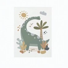 1 件墙面艺术海报可选框架现代北欧可爱婴儿恐龙墙面艺术帆布画字母数字幼儿园教育海报印刷品儿童房间装饰动物图片 - 彩色 - 查看 53