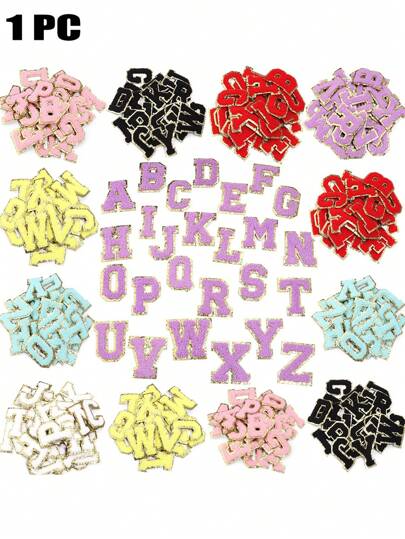 1 peça de remendos de letras coloridas bordados alfabeto remendo de engomar tecido para bolsas artesanato roupas faça você mesmo apliques de costura suprimentos letras chenille conjunto de tecido bordado com borda dourada para toalha faça você mesmo roupas acessório de tecido autoadesivo, multifuncional, durável, ornamental, reutilizável, requintado, elegante, de alta qualidade, colorido, moderno, personalizado, único, presentes ideais para ele, presentes ideais para ela, namorado, pai, namorada, mãe, família, amigos, sala de chá, casa, jardim, escritório, para aniversários, para o dia dos namorados, para o dia das mães, para aniversários, para o dia dos pais, para formatura, para casamentos, para inauguração de casa