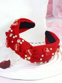 1 Stück Damen Valentinstag einfarbig süße Party Polyester Stoff geknotetes Stirnband, Haarband Haraccessoires Haarband - Verschiedenfarbig - Übersicht 10