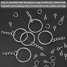 300pcs Key Rings, 100pcs 25mm Keychain With Chains, 100pcs Split Rings, 100pcs Screw Eye Pins, Suitable For Resin, Crafts And Keychain Making, Car Accessories, Bag Charms, Campus Goth Y2K Style - Silver - View 3