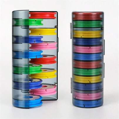 Silicone Mainline Storage Box, Multi-Functional Portable Card Slot Line Organizer Box, Silicone Main Line Spool Fishing Tackle Box, Rainbow Main Line Spool Fishing Accessories