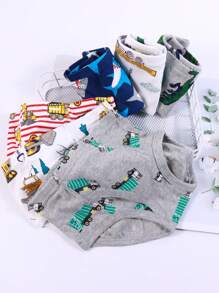 Young Boy 6 Pieces Soft Cotton Underwear Truck Dinosaur Multipacks Briefs Undies