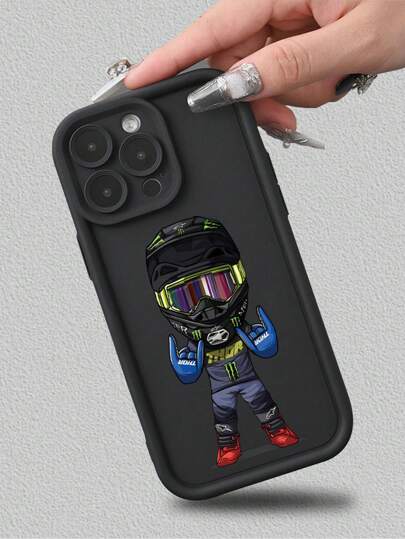 1pc Cartoon Motorcycle Print Phone Case, Compatible With IPhone Compatible With IPhone Models, Best Gift For Friends, Family And Girlfriend Waterproof Shockproof Anti-Fall Scratch Resistant