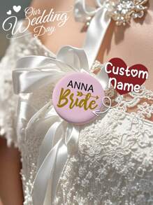 1pc Custom Bride Buttons Pins, Personalized Wedding Party Bride Shower Tinplate Badge Pins, Custom Bridesmaid Group Button Bachelorette Party Bride To Be Gift Decorating Accessory, Personalized Bridesmaid Gifts, Wedding Gift, Anniversary Gift, Valentine Gift, Christmas Gift, Best Friend Gift, Gift For Girlfriend, Gift For Her, Gift For Wife, Valentine's Day Decor, Wedding, Valentines Party Favors, Galentines Party Favors, Gift Ideas