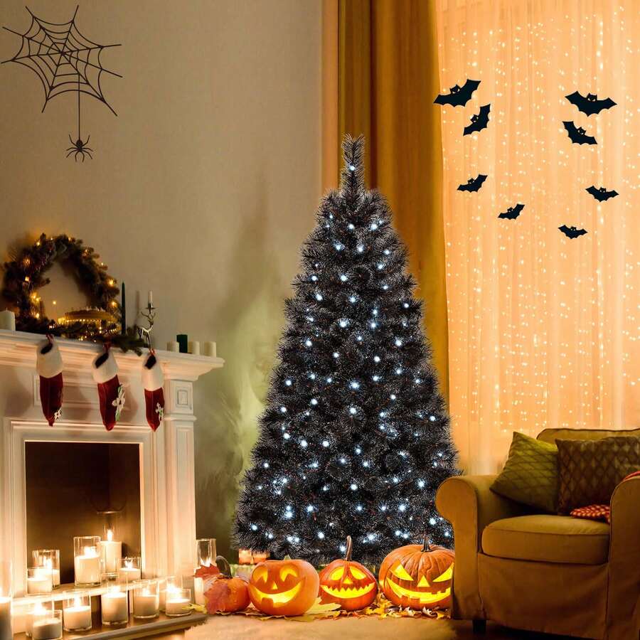 Lifezeal 6/7/8 FT Halloween Tree With 362/572/860 Branch Tips Frosted Pine Needles 210/320/450 White LED Lights - US A Type Plug(110-127V) - View 1
