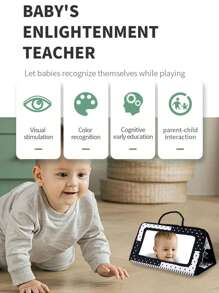 Espejo de juguete para tiempo de barriga, espejo de piso plegable, juguete educativo temprano Montessori - Para el desarrollo del bebé - Plástico duradero - Regalo perfecto para recién nacidos
