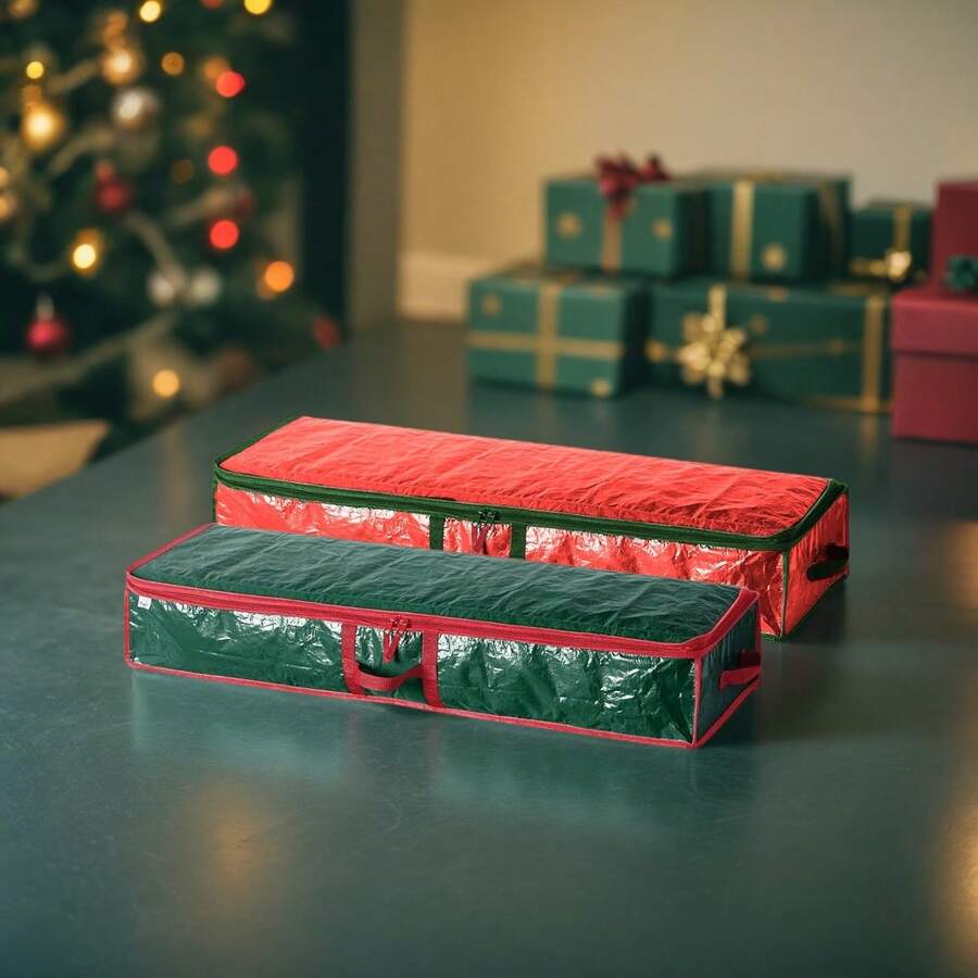 1 pieza Organizador portátil a prueba de desgarros para envolver regalos, bolsa de almacenamiento de papel de regalo navideño con bolsillos interiores, accesorios navideños, para el Día de la Madre, regalos de dama de honor, regalos de graduación, regalos de cumpleaños, regalos de boda