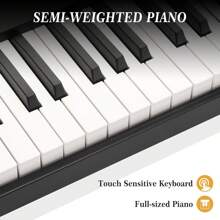Piano digital con 88 teclas de tamaño completo y semi ponderadas, conjunto de teclado electrónico, piano eléctrico portátil con soporte, auriculares, pedal, bolso, Bluetooth, USB MIDI, ideal para principiantes