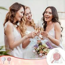 30-częściowy zestaw upominkowy dla panny młodej - plastikowe lustra z wzorem róż, kartki z podziękowaniami i woreczki z organzy - idealne na upominki dla gości weselnych i prezenty dla druhen