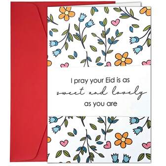 1 张开斋节贺卡，鲜艳的花卉封面设计，邀请女性丈夫或朋友的礼品派对贺卡，为朋友、家人和同事定制的贺卡，小型企业用品，感谢卡，生日礼物，贺卡，礼品卡，邀请女性丈夫或朋友的卡