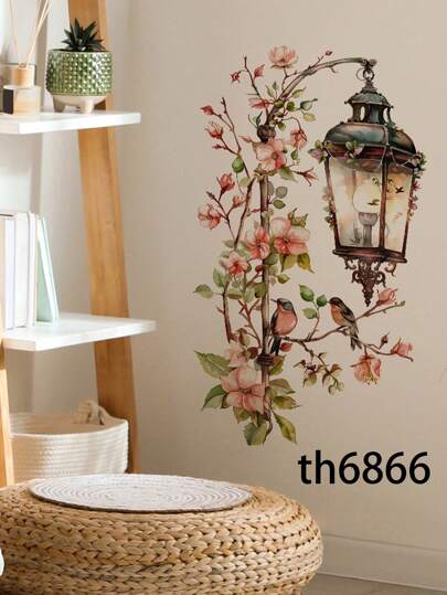 1 件 Rama 家居装饰贴纸，彩色花卉吊灯设计墙贴 - 易剥离和可移除，家居装饰墙贴，适用于卧室、客厅、走廊家居装饰墙贴和情人节墙贴