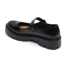 Strappy Shoe With Metal Buckle And Notched Sole - Black - View 4