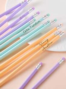 Lápiz de madera de tilo HB con punta de goma personalizado con logotipo triangular brillante de macarrón para dibujar y aprender, artículos de papelería de vuelta al colegio, suministros escolares, para oficina, para colegio, para aula, para regalos de profesores, para universidad, para compañeros de trabajo, para dormitorios, para profesores, para niños y niñas, para adolescentes, estudiantes de secundaria inferior y superior, estudiantes universitarios, primer año, segundo año, alumnos de cursos inferiores