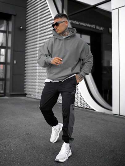 Plus Size Men's Casual Lightweight Loose Fit Sweatshirt For Spring And Autumn