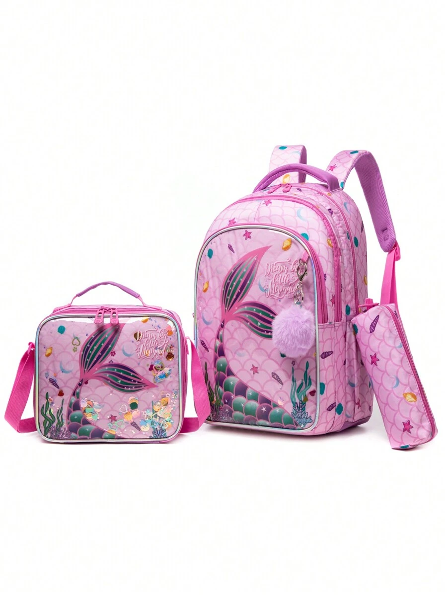 17inch Kids Backpack With Lunch Bag And Pencil Case, Lightweight School Bag Set For Teens Boys Girls, 3 In 1 Large Capacity Backpack With Padded Shoulder Straps, Ideal For Daily Use Or Travel