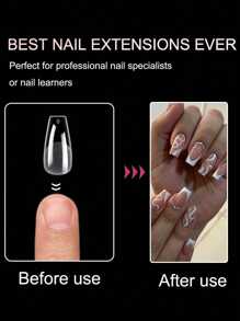 120pcs/Box 12 Sizes Ballet Acrylic Nails, Half Matte Semi-Transparent False Nails For DIY, Suitable For Home And Salon Ladies Nail Care Essential Nail Supplies (120pcs Box/120pcs Bag/96pcs Bag/72pcs Bag/24pcs Bag) - Clear - View 4