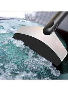 1pc Car Ice Scraper With Long Handle, Frost Remover Brush, Stainless Steel Windshield Snow Shovel Cleaning Tool For Cars, Trucks, SUVs In Winter