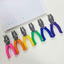 1PC Rubber-Coated Hole Punching Pliers, Hand-Held Punching Machine, Round/Square/Triangle/Heart/Star/Flower/Water Drop/Rectangle/Oval/Rhombus/Moon/Bear/Butterfly/Tree/Bell Hole DIY, Manual Small Metal Puncher, Stationery, Paper Loose-Leaf Handmade, Multiple Patterns, Ideal Gift