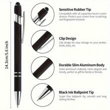 20pcs/Set Multi-Color Ballpoint Pens With Stylus, Suitable For Touchscreen, Quick-Drying Black Ink, 2-In-1 Metal Pen Body Design, Medium Tip (1.0mm), Smooth Writing, With Clip - Ideal For Students And Office Use, Essential For Back To School Season - 20pcs - View 2
