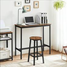 VASAGLE Ensemble de Table et Tabourets Hauts, Table de Cuisine avec 2 Chaises de Bar, pour Salle à Manger, Cadre en Acier, Style Industriel, Marron Rustique et Noir - Marron rustique, noir - Voir 2