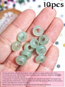 10 件大孔宝石珠 5x10 毫米天然虎眼石、天然蓝点石、天然点石、天然黄玉、天然粉水晶、合成白绿松石、合成蓝绿松石、合成蛋白石、散装天然石珠适用于女孩/女士/妇女/女儿 DIY 配件用于制作珠宝手链、钥匙扣、发珠、手机链、项链 - 大孔珠 - 查看 16