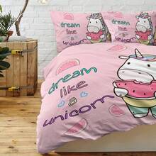 3 Pieces Unicorn Watermelon Duvet Cover Set For Comforter Bedding Queen Size Pink - default - View 10