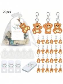 10 件/套、20 件/套、30 件/套卡通钥匙扣 + 感谢卡 + 礼品袋婴儿送礼会礼物