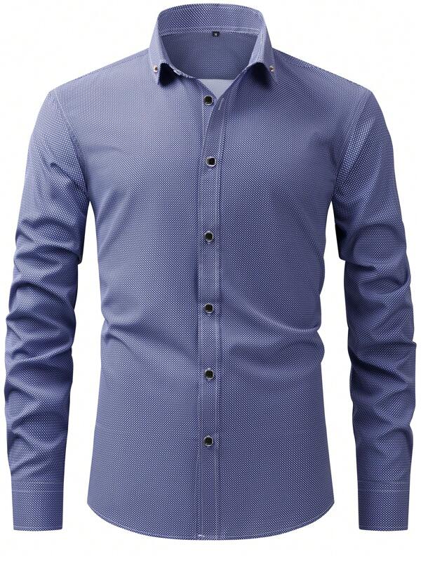 New Men's Ditsy Floral Long Sleeve Shirt, Soft Breathable Business/Formal Casual Dress Shirt, Diamond Buttons, Wedding Groomsman