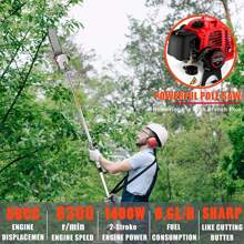58CC Pole Saw Gas Powered, 2-Cycle Gas Pole Chain Saw 16-Foot Extendable Reach 11.5-Inch Cutting Bar Long Tree Trimmer Gas Pole Saws For Tree Trimming, Branches Pruning,Garden Tools