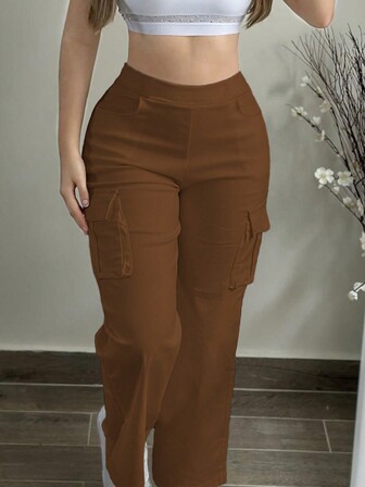 大码女式纯色休闲时尚百搭工装裤