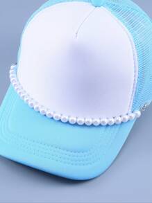1pc Elegant Pearl Beaded Hat Chain Accessory For Baseball Cap (Color Assorted, Hat Not Included)