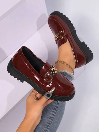 设计师经典新款闪亮厚底时尚女士乐福鞋平底一脚蹬鞋