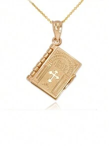 Retro Openable Bible Book Religious Cross Necklace Ramadan Blessing Accessories - Multicolor - View 8