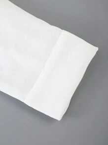 男士秋季薄款两件套，撞色滚边单排扣衬衫，翻领，双口袋，长袖，纯色抽绳长裤，休闲正装 - 寶藍色 - 查看 5