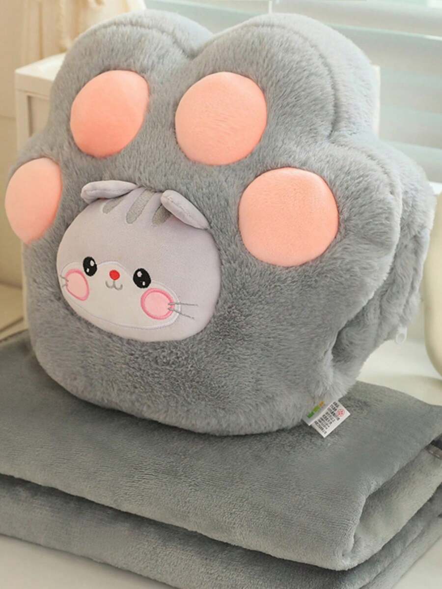 Cat Paw Shaped Pillow With Hand Warmer Insert, Soft Plush For Napping, Students & Girls Dorm - Multicolor - View 1