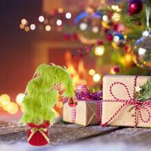 Desktop Christmas Tree, Furry Holiday Desk Ornament Home Office Decor Party Favor Present - Green - View 8