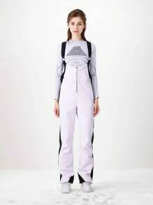 1 buc pantaloni de schi slim-fit pentru femei de iarnă, elastici în patru direcții, pantaloni de snowboard și schi pentru îmbrăcăminte de iarnă pentru femei, pantaloni sport pentru femei, salopetă de schi în iber, echipament de schi, îmbrăcăminte pentru vreme rece, salopetă de schi funcțională, echipament de zăpadă durabil. Pantaloni de trening, salopetă de schi