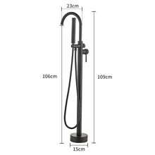 Robinet de baignoire autoportant noir, robinet de baignoire en acier inoxydable cuivre, robinet de salle de bain pivotant à 360°, montage au sol avec douchette pour baignoire, baignoire autoportante - Noir - Voir 7