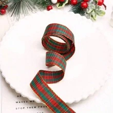 1 pieza Decoración de ramo de flores de cinta navideña, cinta para empaquetar regalos de Navidad, lazo de satén DIY - Multicolor - Ver 13