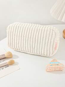 1 Piece Square Shape Cosmetic Bag DIY Handled Corduroy Cosmetic Bag Make Up Tools Storage Organizer Fashionable Casual Stylish Portable Makeup Bag Large Capacity Big Storage Bag For Purse Lipstick,Sanitary Napkins Pouch Pad,Chargers