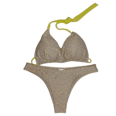 Biquini feminino Cortininha Estampa Poá, Top com Bojo removível, Calcinha Média, zero transparência, moda praia L'evo