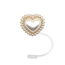 1 st. 40oz 30 oz acryl rietje dop, imitatie parel stof dop, glanzende imitatie parel bont afdekking, cartoon siliconen stof afdekking, beker accessoires, vakantie cadeau, verjaardagscadeau