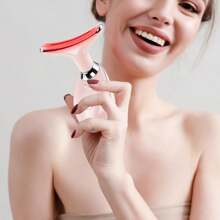 SEAGO 面部和颈部按摩器，面部和颈部红光疗法，7 色面部塑形棒，家用面部护肤工具，完美护肤 - 独特弧形按摩头可轻松沿面部滑动